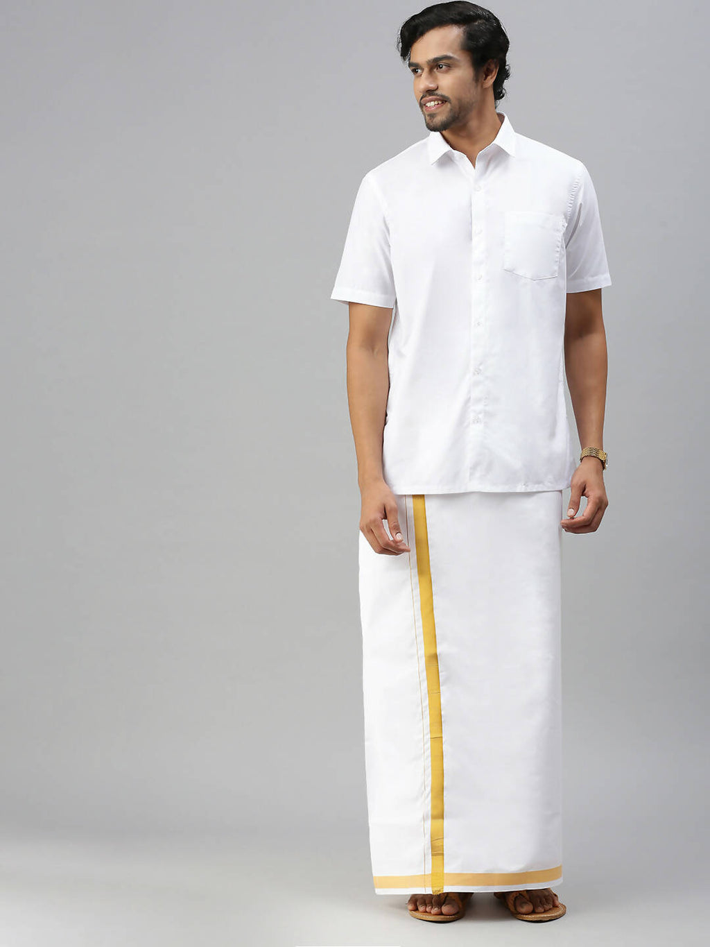Ramraj Cotton Mens Half Sleeve Formal Poly Cotton White Shirt | Grocsy