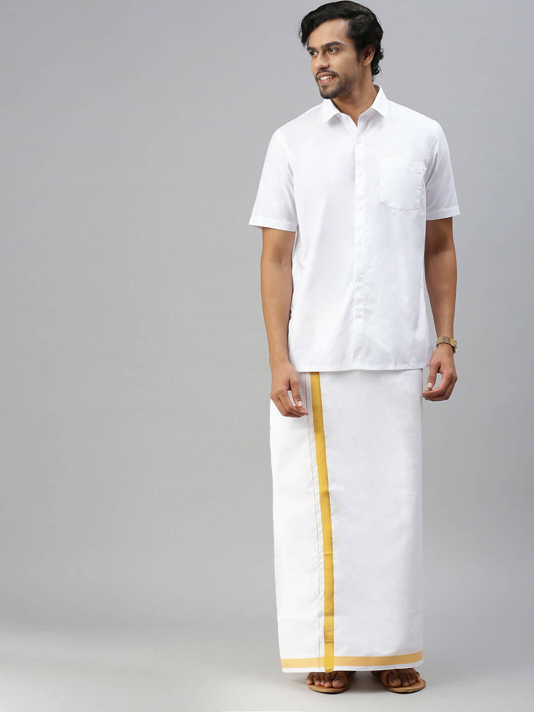 Ramraj Cotton Mens Half Sleeve Formal Poly Cotton White Shirt | Grocsy