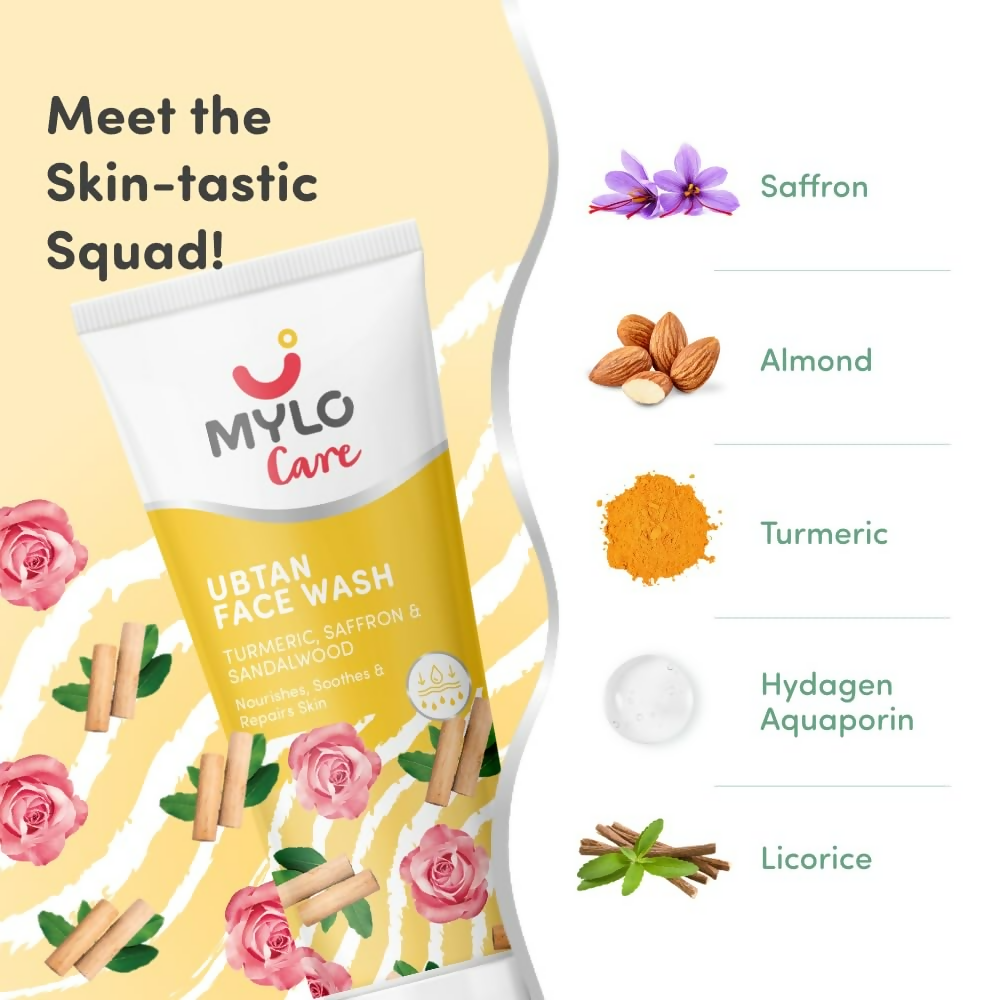 Mylo Care Veda Ubtan Face Wash - with Saffron Turmeric and Nalpamaradi Oil | Grocsy