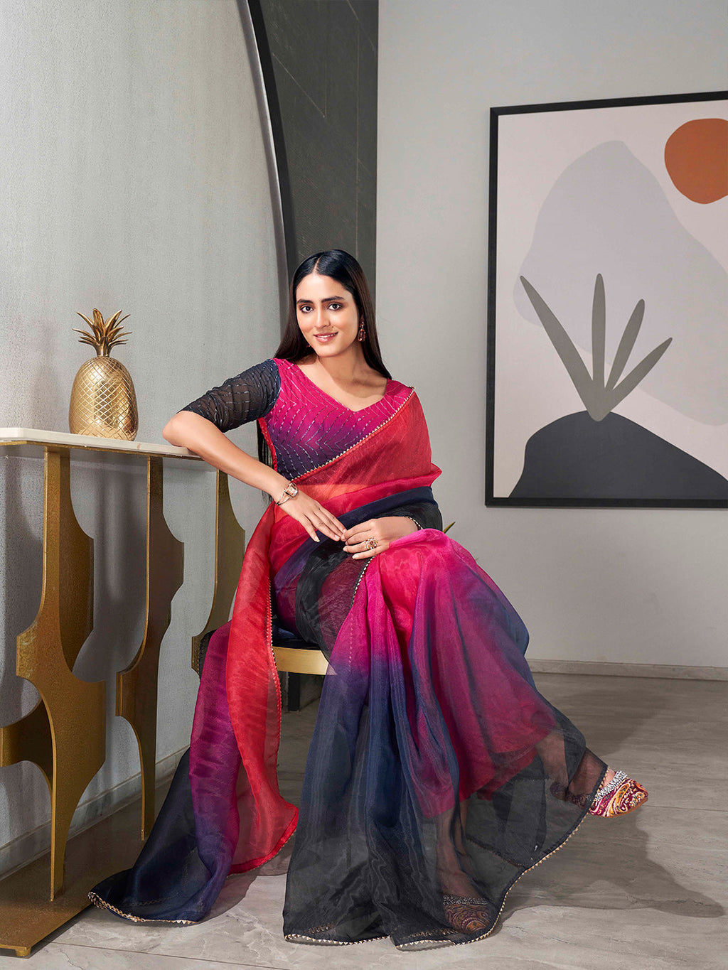 Tikhi Imli Organza Saree | Grocsy
