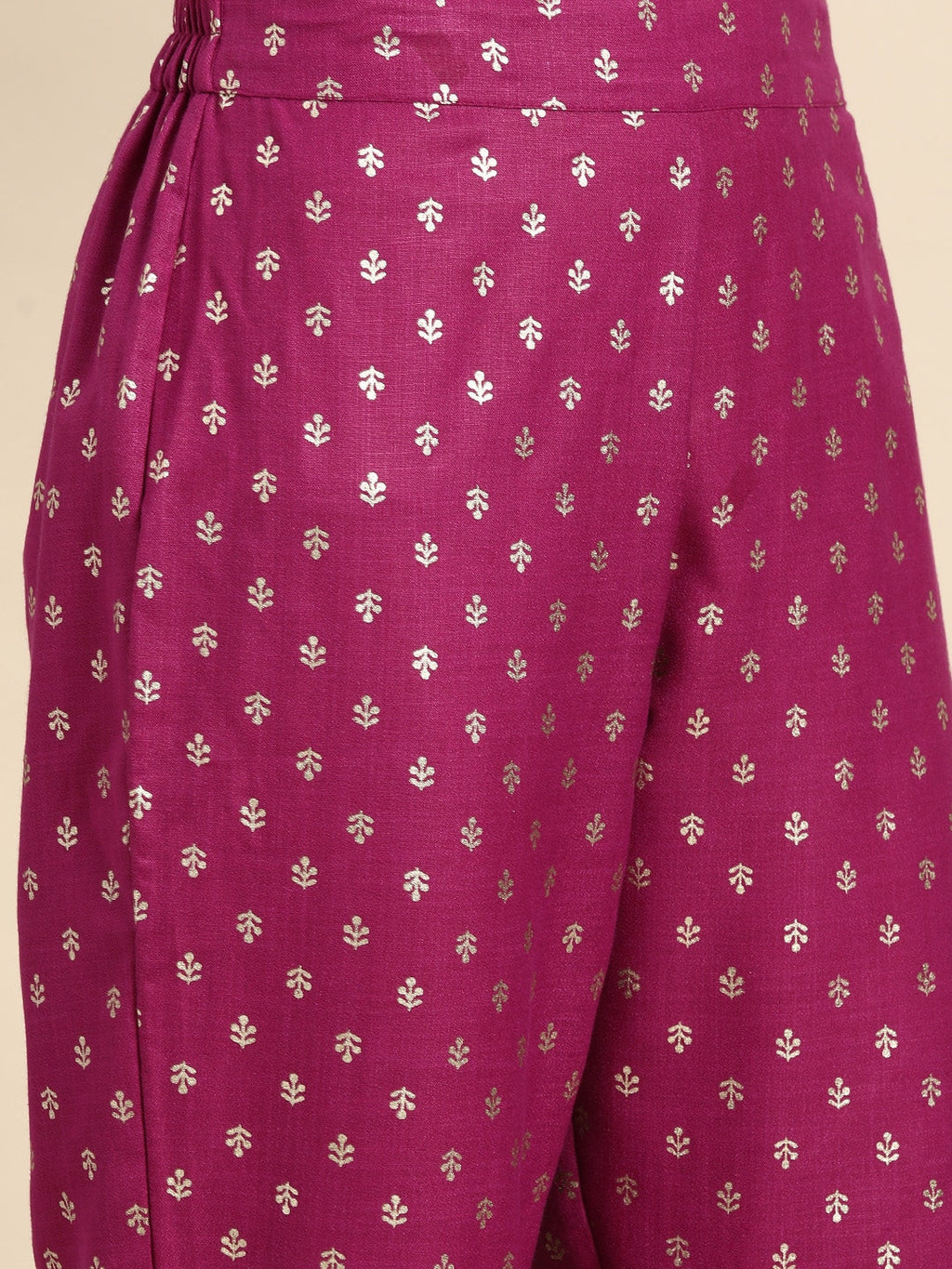 Sangria Ethnic Motifs Printed Gotta Patti Pure Cotton Kurta with Trousers & Dupatta | Grocsy