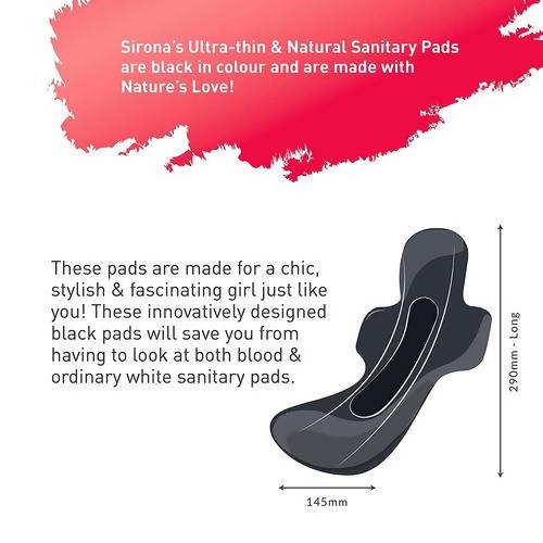 Sirona Biodegradable Black Sanitary Pads | Grocsy