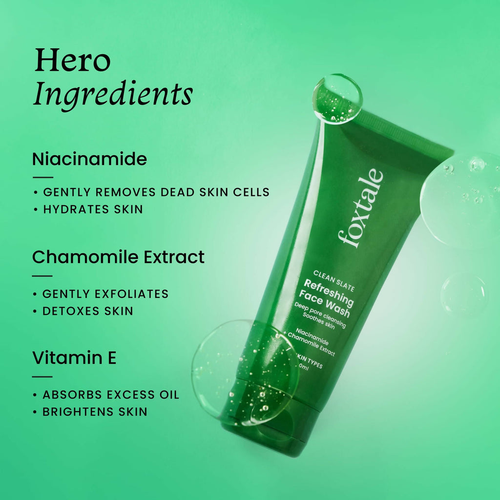 Foxtale Refreshing Face Wash For Deep Cleansing with Niacinamide - Hydrates & Brightens Skin | Grocsy