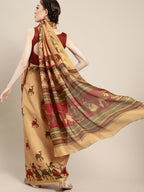 Saree Mall Saree Mall Creamy Mustard and Red Art Silk Saree | Grocsy