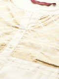 Sangria Women Off-White & Golden Yoke Design Kurta with Trousers | Grocsy