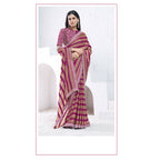 Brown & Purple Pattern Georgette Moti With Hand Work Saree With Unstitched Blouse - Norita Swaraa | Grocsy