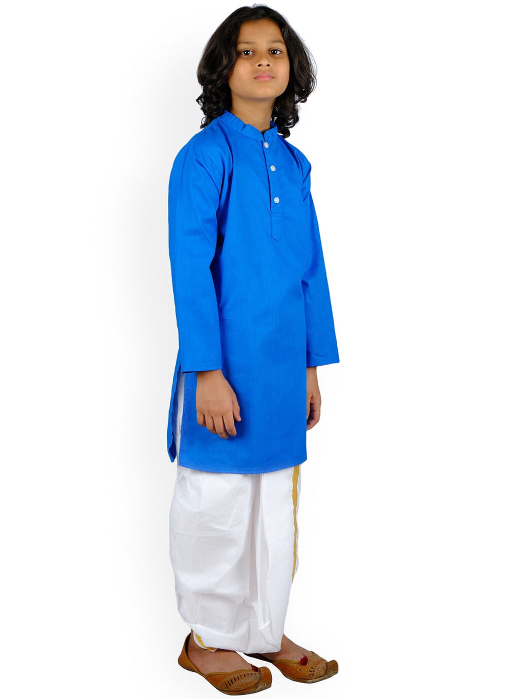 Sethukrishna Boys Blue Pure Cotton Kurta with Dhoti Pants | Grocsy