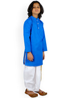 Sethukrishna Boys Blue Pure Cotton Kurta with Dhoti Pants | Grocsy