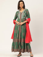 HERE&NOW Women Embroidered Kurta with Trousers & With Dupatta | Grocsy