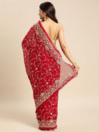 kasee Floral Zari Pure Georgette Saree | Grocsy