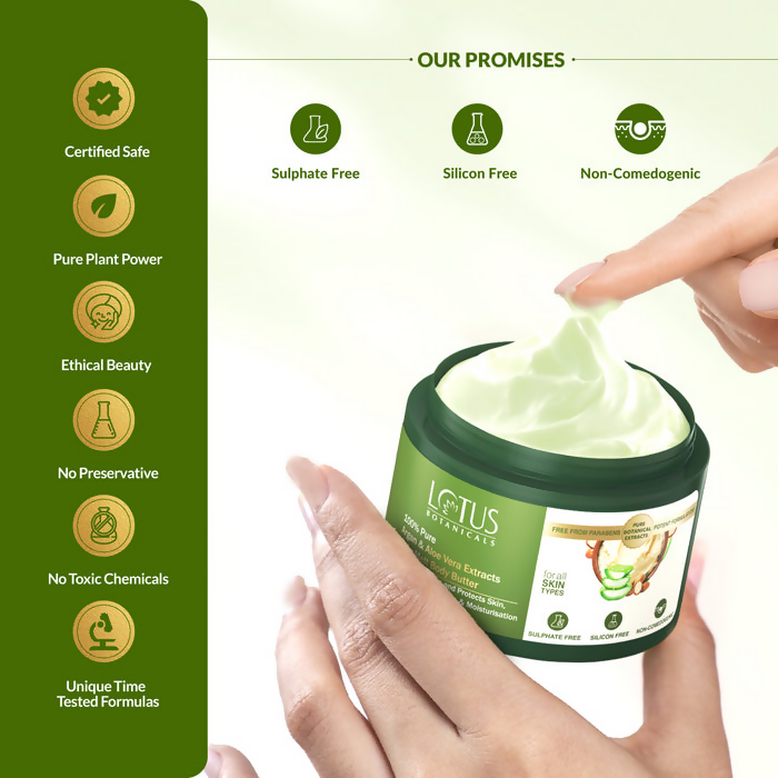 Lotus Botanicals 100% Pure Argan & Aloe Vera Extracts HydraMelt Body Butter | Grocsy