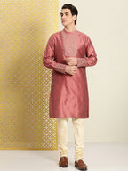 House of Pataudi Men Yoke Design Angrakha Jashn Kurta | Grocsy