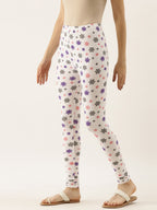 Souchii White & Grey Printed Slim-Fit Ankle-Length Leggings | Grocsy