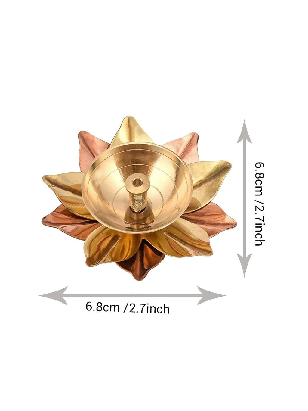 Tied Ribbons Gold-toned & Rose Gold-Toned 4 Pieces Antique Lotus Akhand Brass Diyas | Grocsy