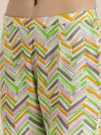 Sangria Women Pink & Yellow Ethnic Motifs Printed Cotton Kurta with Trousers & Dupatta | Grocsy
