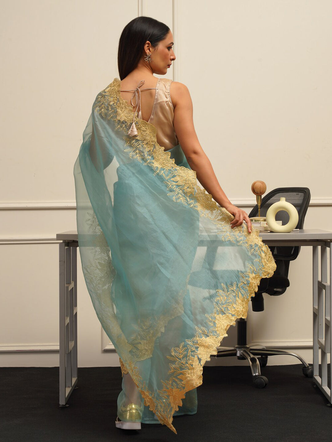 Tikhi Imli Embroidered Organza Heavy Work Saree | Grocsy