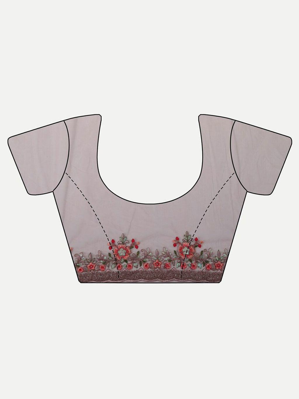 kasee Kasee Lavender & Red Floral Embroidered Net Saree | Grocsy