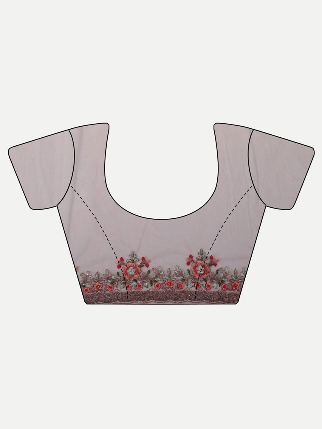 kasee Kasee Lavender & Red Floral Embroidered Net Saree | Grocsy