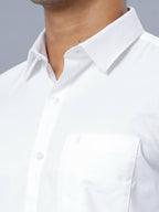 Ramraj Cotton Mens Half Sleeve Formal Poly Cotton White Shirt | Grocsy