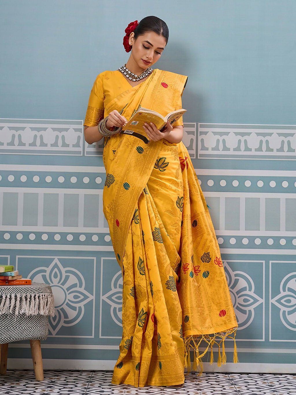 Shree Shyam Fashion Yellow Silk Saree | Grocsy