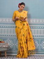 Shree Shyam Fashion Yellow Silk Saree | Grocsy