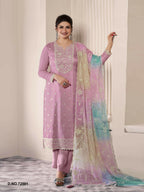 Anaita Purple Moonga Silk Stitched Suit with Embroidery Sequence Work | Grocsy
