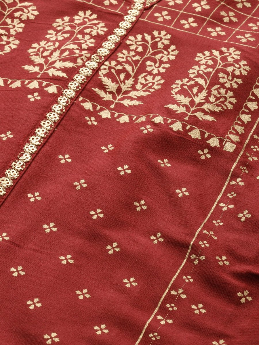 All About You Women Red Ethnic Motifs Printed Kurta with Trousers & With Dupatta | Grocsy