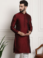 Sojanya Men Maroon Printed Straight Kurta | Grocsy