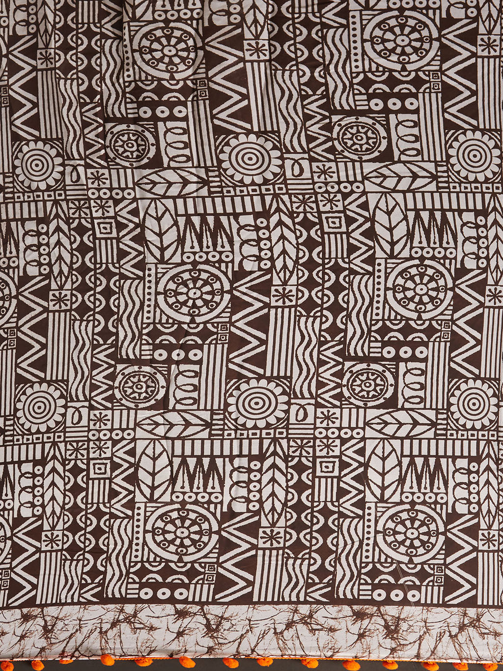 Tikhi Imli Brown & White Poly Georgette Printed Saree | Grocsy