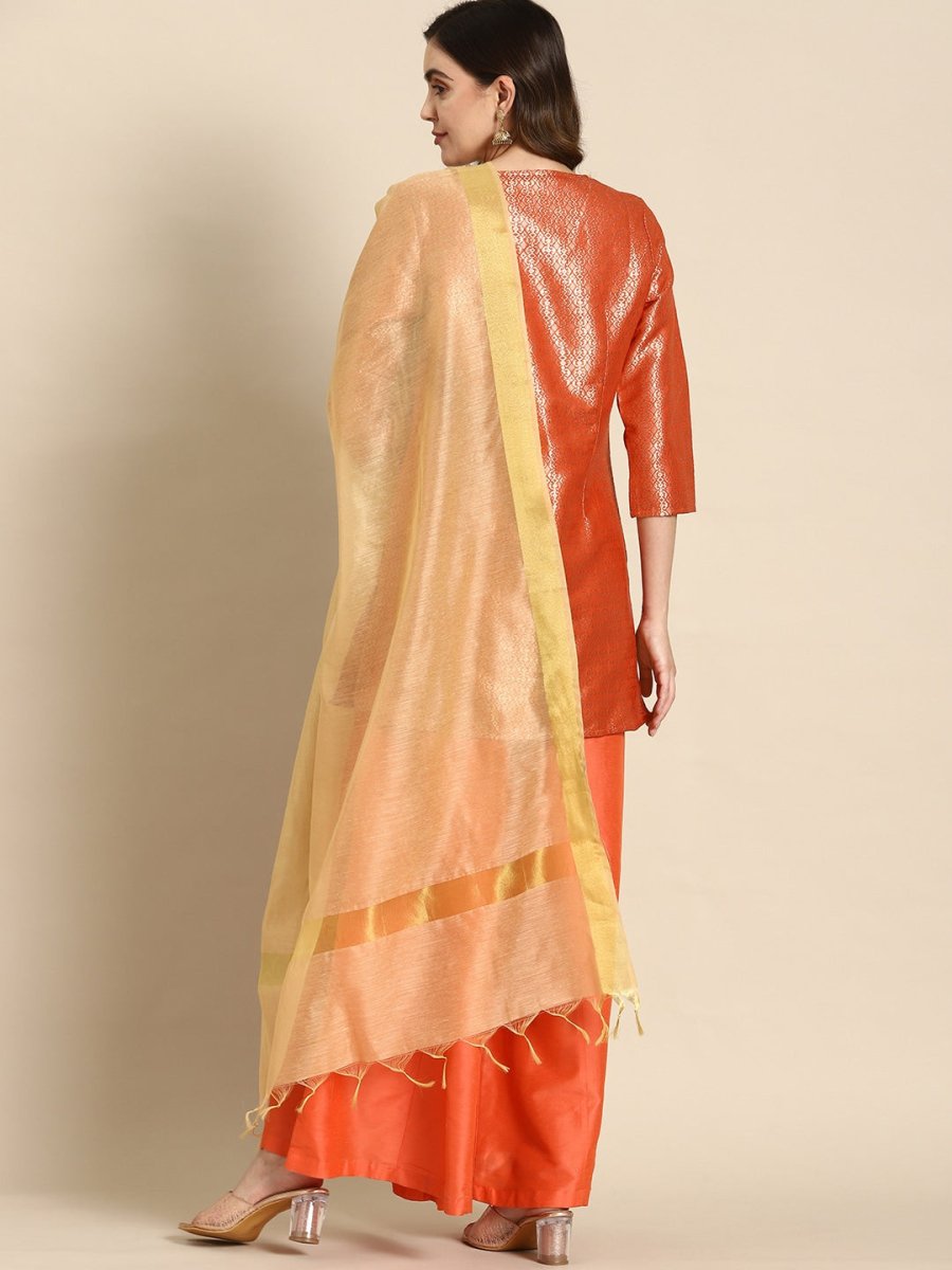All About You Women Woven Design Regular Kurta with Palazzos & Dupatta | Grocsy