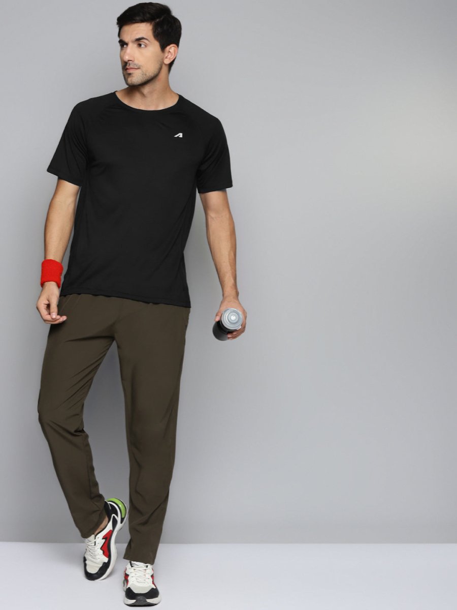 Alcis Men Black Slim Fit Running T-shirt | Grocsy