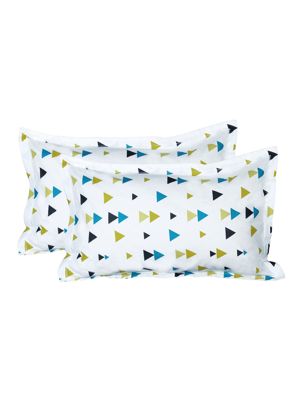 Story@home Ventura Green Geometric 152 TC Cotton Queen Bedsheet With 2 Pillow Covers | Grocsy