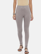 Souchii Women Grey Solid Slim-Fit Churidar-Length Leggings | Grocsy