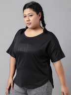 MKH Plus Size Typography Printed Dri-FIT Sports T-Shirt | Grocsy
