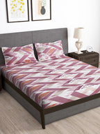 Story@home Arena Pink & White Geometric Printed 180 TC Bedsheet & Pillow Covers | Grocsy