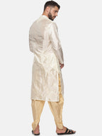 Sethukrishna Men Cream-Coloured Kurti with Dhoti Pants | Grocsy