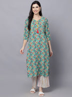 HERE&NOW Women Green Floral Printed Kurta Set | Grocsy