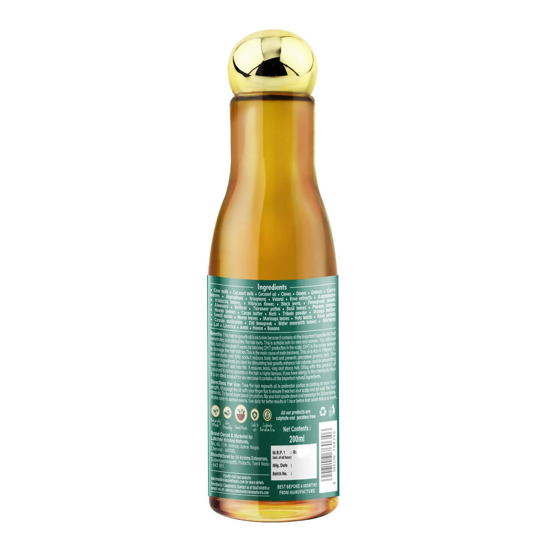 Lakshmi Krishna Naturals 32 Herbs Hair Oil for Hair Regrowth | Grocsy