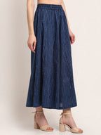 TAG 7 Women Navy Blue Indigo Floral Print Flared Palazzo | Grocsy