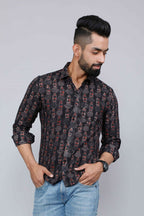 Miravan Men's Black Slim Fit Full Sleeves Shirt | Grocsy