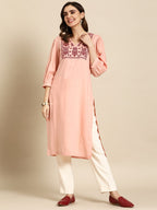 Sangria Floral Embroidered Kurta | Grocsy
