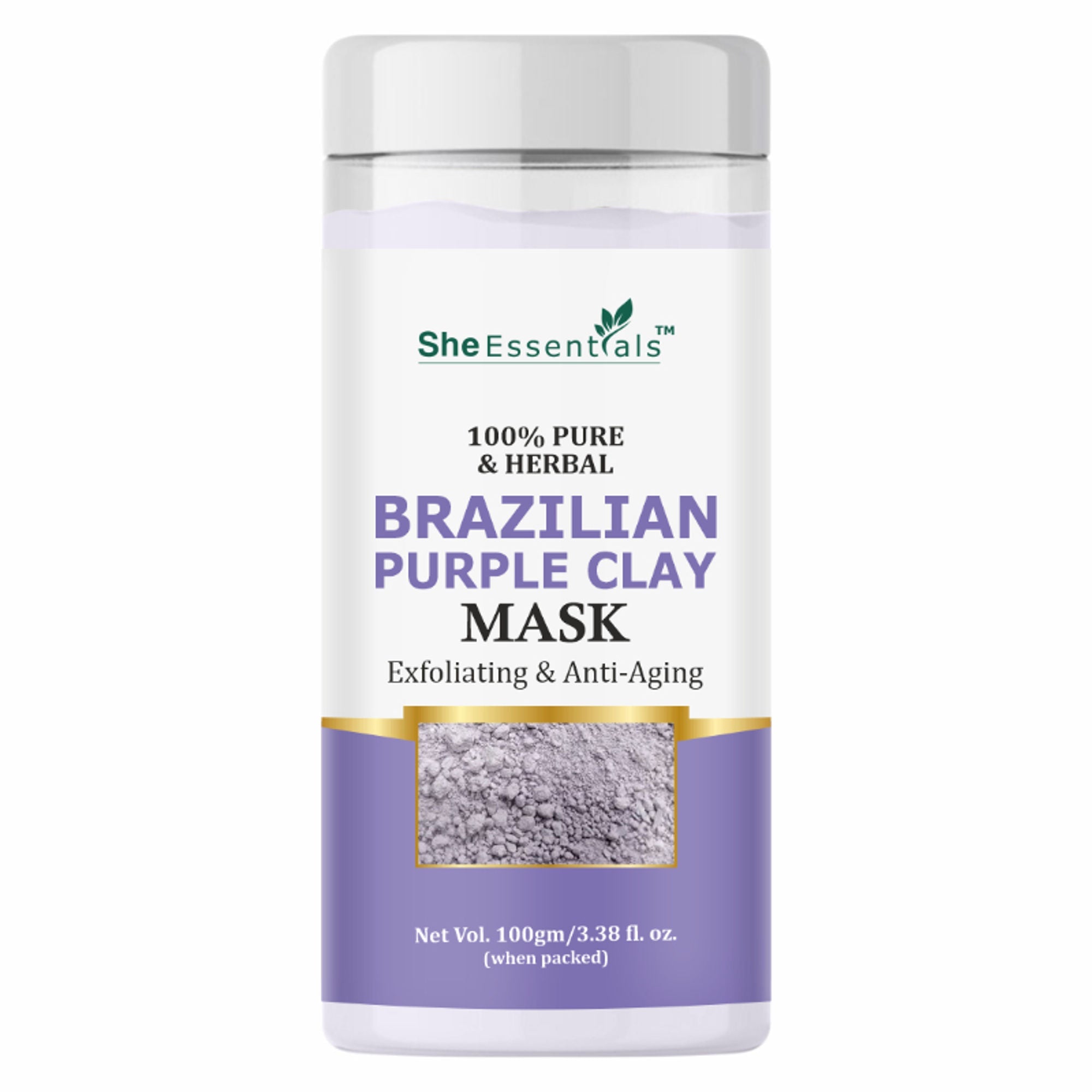 She Essentials Brazilian Purple Clay Mask For Brightening Skin | Grocsy