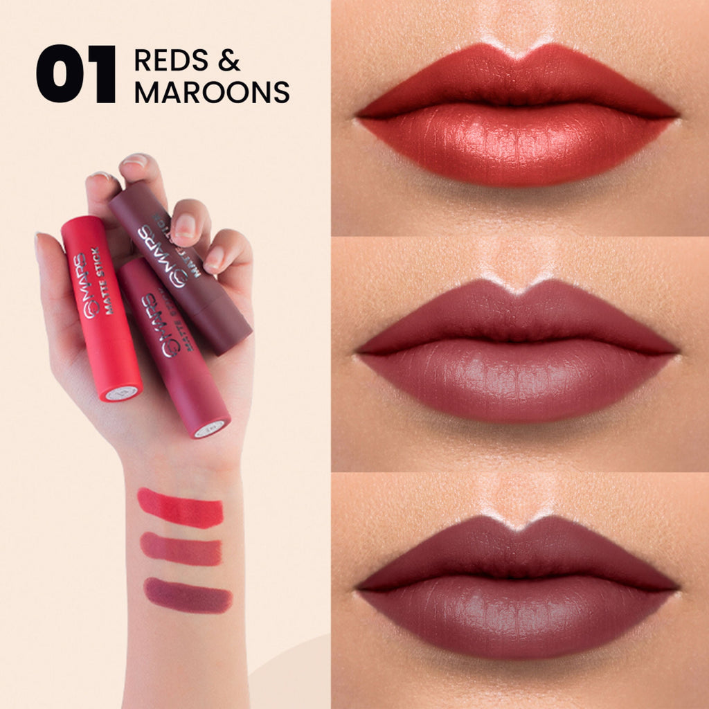 MARS Cosmetics Matte Lipsticks Box - 01 Reds and Maroons | Grocsy