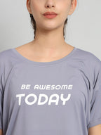MKH Typography Printed Relaxed Fit Dri-Fit T-shirt | Grocsy
