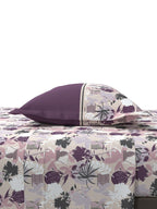 MYTRIDENT Mauve White Floral Cotton 144 TC Queen Bedsheet With 2 Pillow Covers | Grocsy