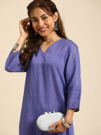 Sangria Women Jacquard Sequinned Chanderi Silk Kurta | Grocsy