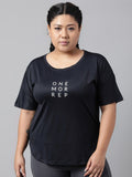MKH Plus Size Typography Printed Drop Shoulder Sleeves Dri-FIT Relaxed Fit Sports T-shirt | Grocsy