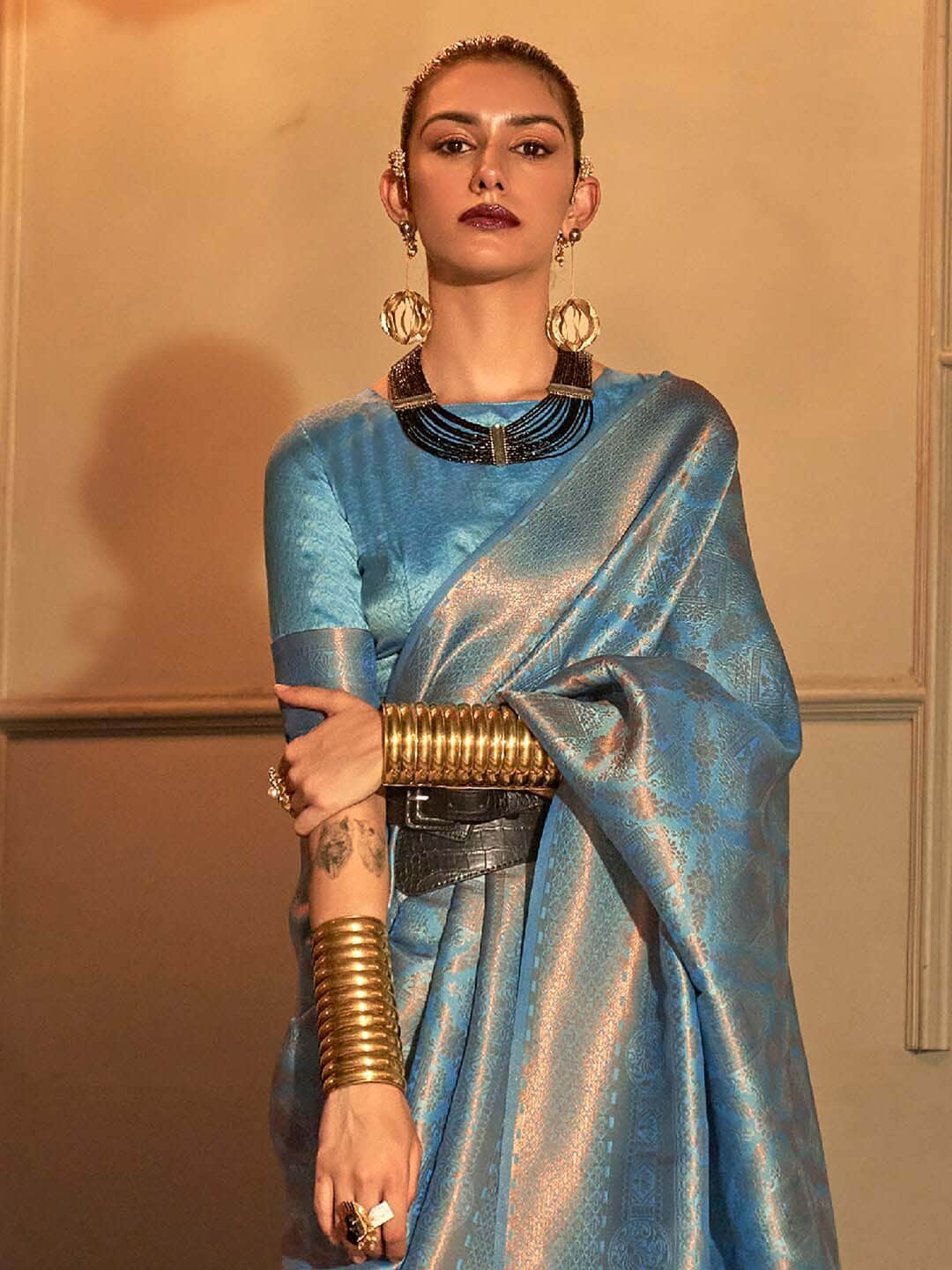 Saree Mall Woven Design Zari Silk Blend Kanjeevaram Sarees | Grocsy