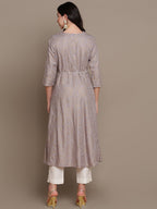 HERE&NOW Embroidered Bandhani Printed Notched Neck Thread Work Anarkali Kurta | Grocsy