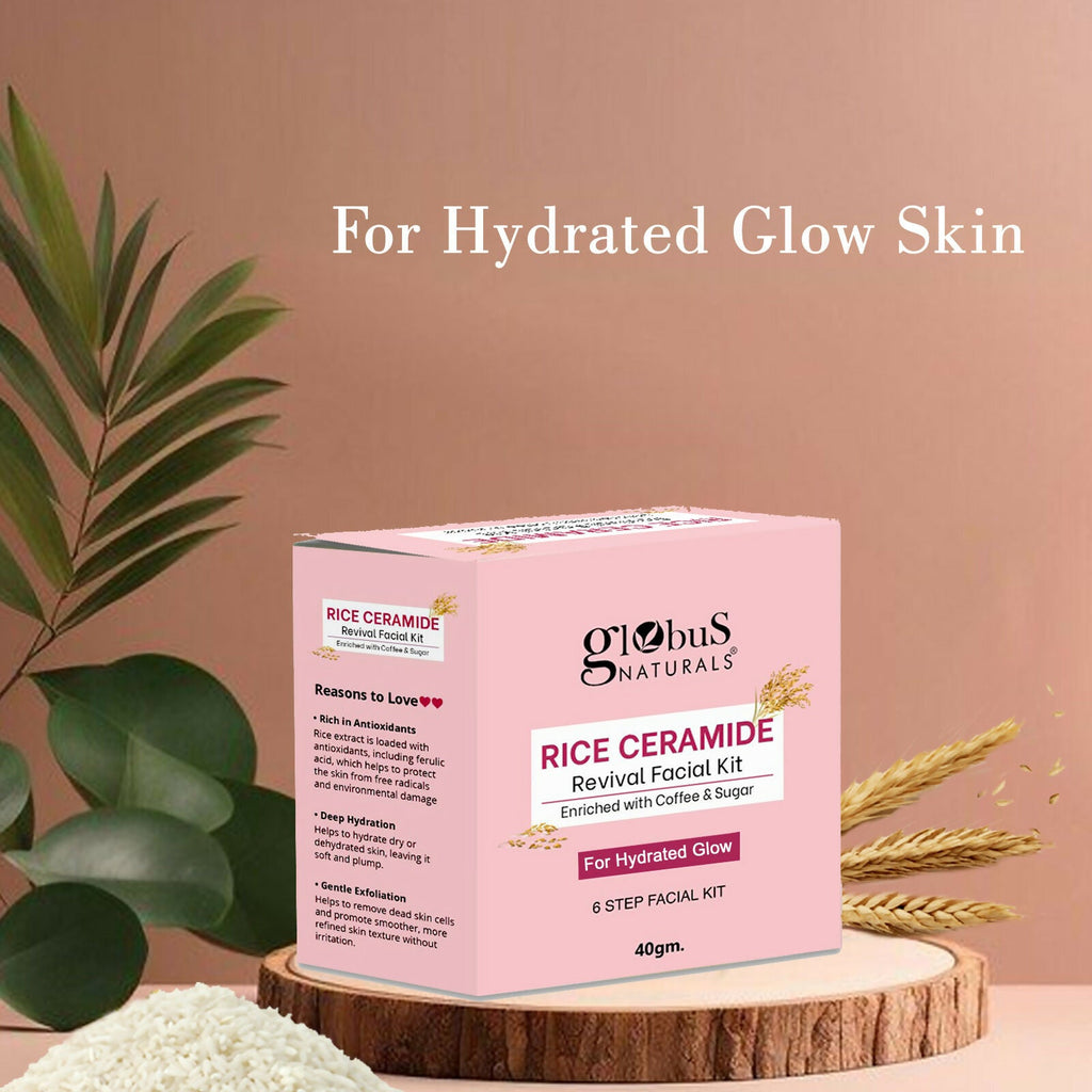 Globus Naturals Rice Ceramide 6 Step Facial Kit For Korean Glass Skin | Grocsy